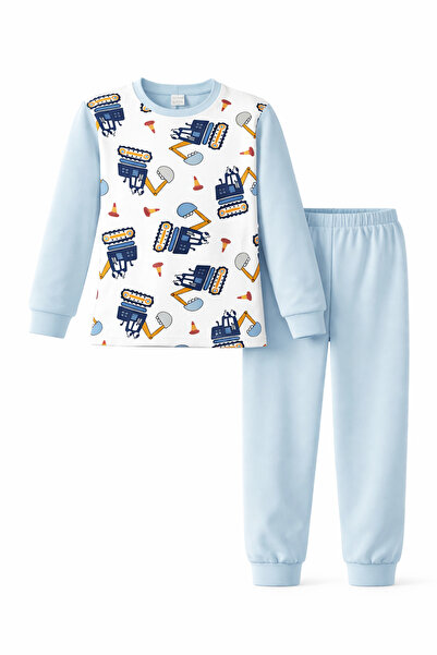 REMSA Boy's Cotton Patterned Pajama Set 6068-18 Baby Blue01