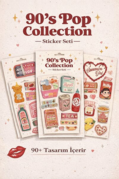 LABELOVE 90’s Pop Sticker Seti | 90+ Retro Tasarım | Planner & Scrapbook Etik...
