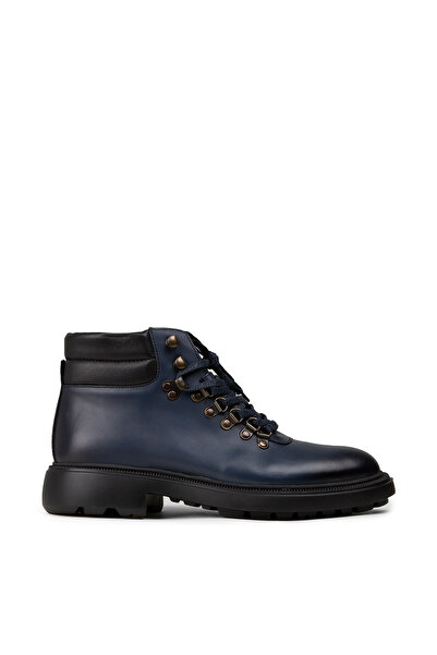 Deery Men's Genuine Leather Navy Blue Boots