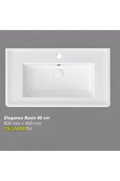 İsvea - Eleganza Dolap Uyumlu Lavabo 80 cm Beyaz Dekorsuz Delikli - 10LG50080SV