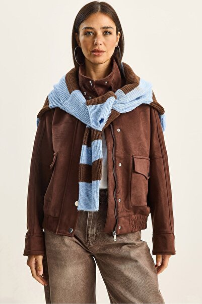 Hiccup Jachetă groasă supradimensionată din gabardină LUCCI cu închidere cu f...