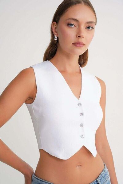 Hiccup Mixray V-neck button-up short Vest