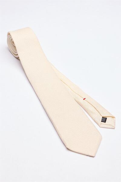 Gani Yalçın Ekru 7 Fold Örgü İpek Kravat