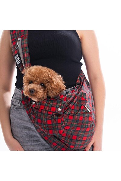 Pawstar Kırmızı Elgin Paws Ekose Desenli İçi Velboalı Crossbody Çanta Çapraz ...