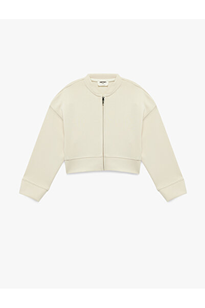 Koton Jachetă bomber crop cu mânecă lungă, amestec de viscoză, cu fermoar și ...