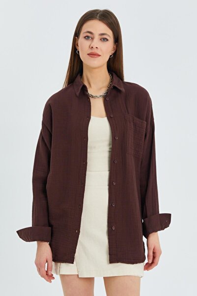 Hiccup Mixray oversized shirt with pocket detail