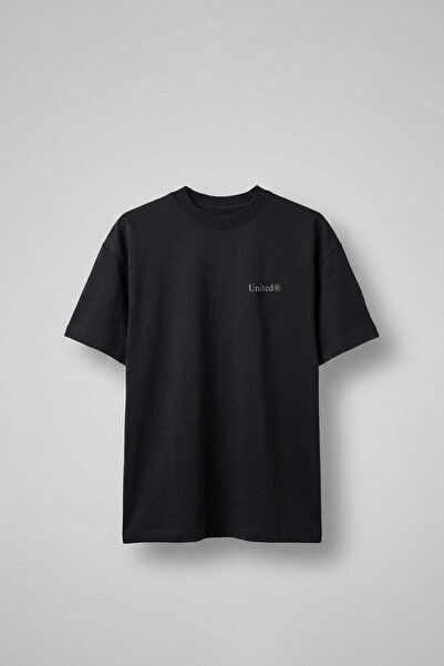 ablukaonline Tricou oversize din bumbac cu imprimeu box pentru bărbați, negru