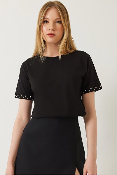 Hiccup Tricou cu mânecă scurtă și guler rotund brodat