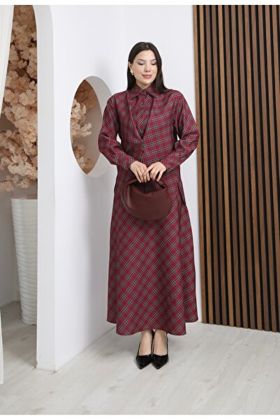 MODAELA Καρό Κοστούμι με Φούστα