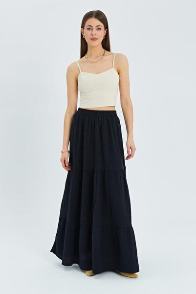 Hiccup Mixray cotton maxi skirt with elastic waist