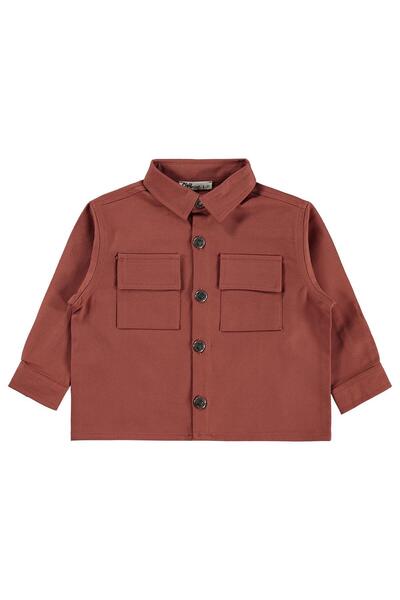 Civil Boys Embroidered Pocket Shirt for 2-5 Years Old - Brown 5-6 Years Old