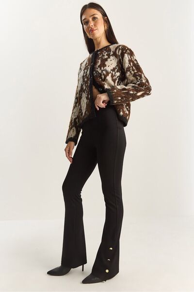 Hiccup LUCCI High-Leg flared leggings with button detail