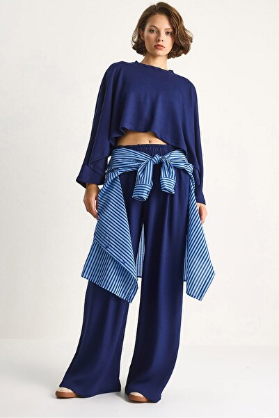 Hiccup LUCCI knitted two-piece set, with round collar, long sleeves and loose...