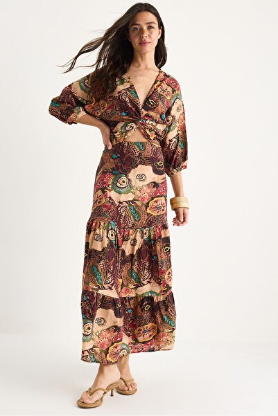 Hiccup LUCCI Ethnic Print Maxi Dress with Cut Out Detaly
