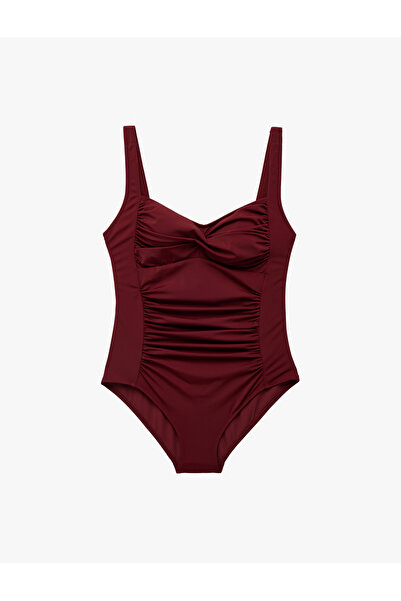 Koton Kalp Yaka Kalın Askılı Drapeli Toparlayıcı Mayo