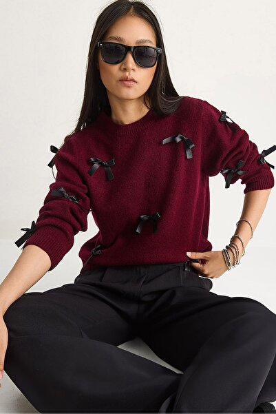 Hiccup LUCCI Bow Detailed Crew Neck Sweater