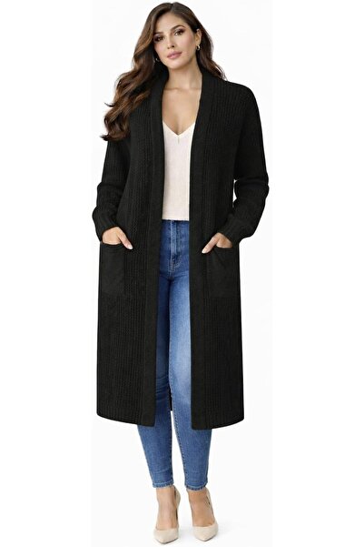 CHEVALIER FASHION Women’s Long Knit Cardigan – Black