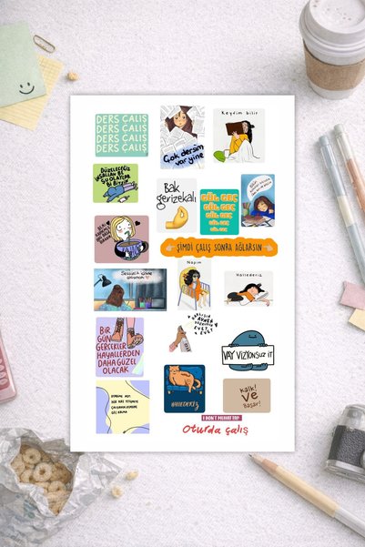 LABELOVE Türkçe Yazılı Sticker Seti | 90+ Tasarım | Motivasyon & Günlük Caps Etiketleri