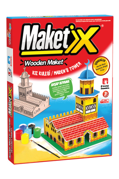 Jet Online Maketix Kız Kulesi Ahşap Boyama Maket Seti –Eğitici Çocuk Aktivite Oyuncağı, Kendin Boya Hobi Kiti