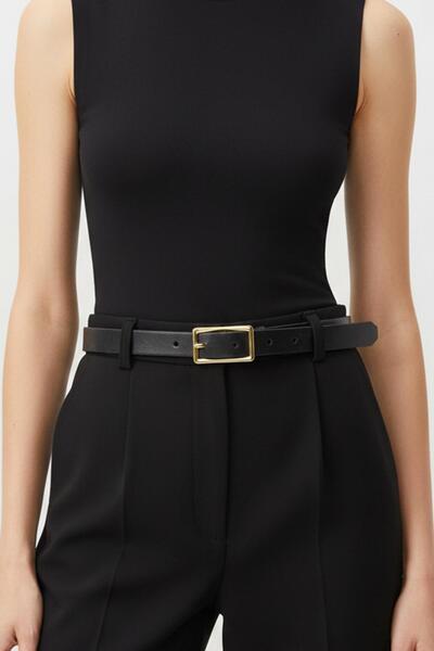 Rays 449 Curea dreptunghiulară cu cataramă aurie, neagră