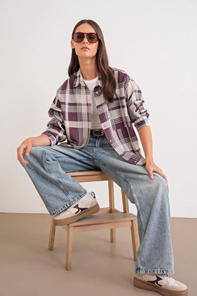 Hiccup Mixray oversized shirt with Checked pattern and Functional Pocket