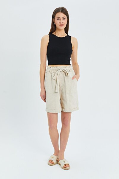 Hiccup Mixray high-waisted cotton drawstring shorts