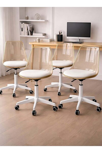 Taimi 4 Set-Modern Clear Acrylic Desk Chair with 360° Swivel, Adjustable Heig...