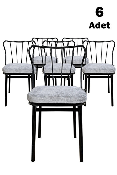 TP TUNAPRES 6'lı Minimalist Metal Ayaklı Modern Yemek Masası Sandalyesi – Açı...