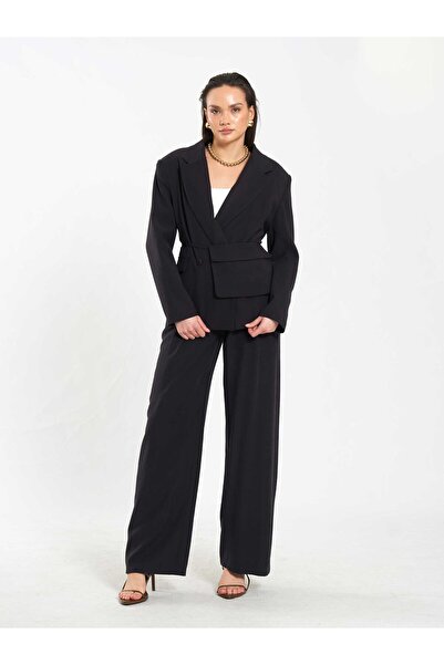 Coral Oversize Jacket with Bag 131057 Black