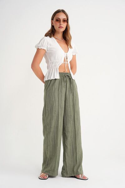 Hiccup Mixray High Waist Textured Flared Pants