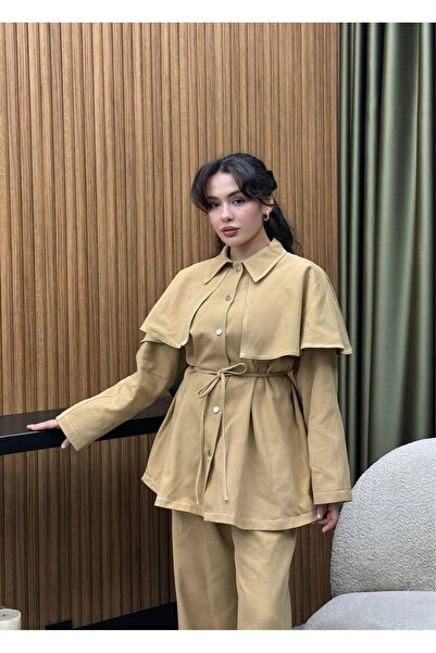 RESSHO Gabardin Kemerli Tesettür Pantolon Takım