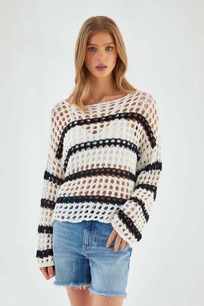 Hiccup Mixray oversized chunky textured striped knit sweater