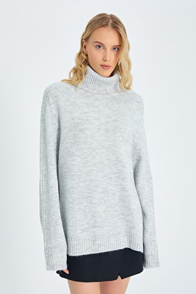 Hiccup Mixray knitted sweater with high collar and loose fit