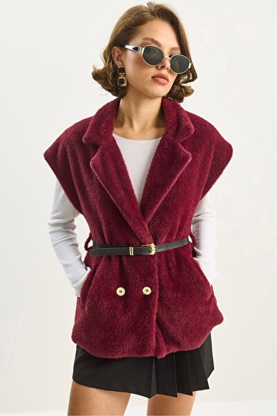 Hiccup LUCCI fitted knitted Plush Vest with Shirt Collar