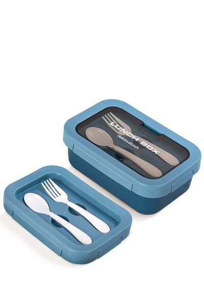 BAYBEE Kids BPA-Free Leakproof Lunch Box with Compartments, Microwave Safe Blue