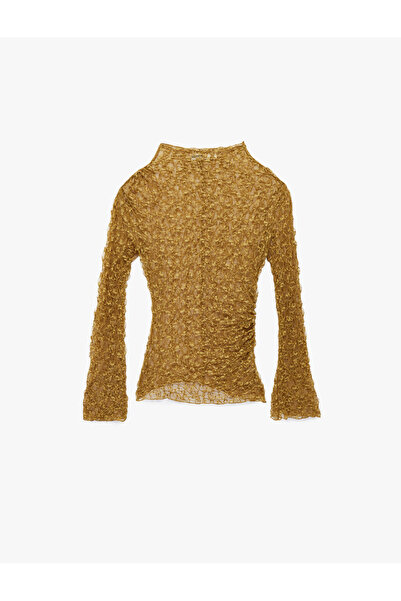 Koton Long Sleeve Semi-Sheer High Neck Slim Fit Lace T-Shirt