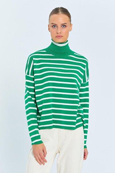 Hiccup Mixray striped ribbed high-neck sweater