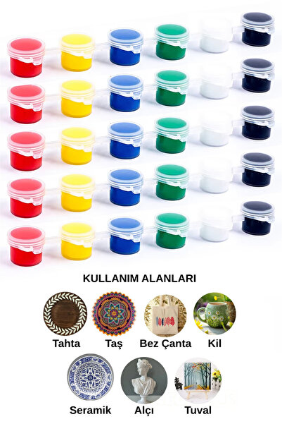 kutuTR 5 ADET 6’lı Akrilik Boya 5 ADET – Çok Amaçlı Hobi ve El Sanatları Boyası
