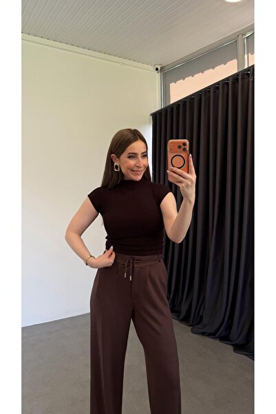 elif teke Steel Texture Premium Blouse Bitter Brown