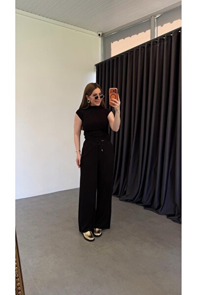 elif teke بنطلون مودال كومفورت كت ستاند ستريت باللون الأسود