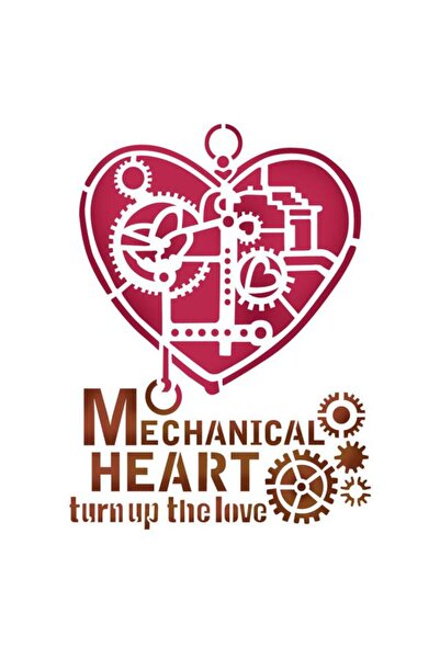 Stamperia KSD285 MECHANICAL HEART STENCIL 20X15CM