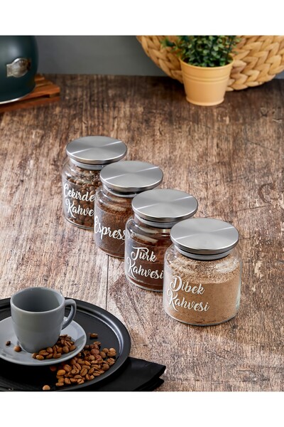 MODA OZY 4-Piece 500ml Metal Lid Coffee/Tea/Beverage Powder Storage Jar (21 T...
