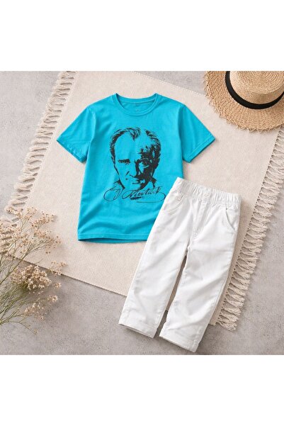 Zeta Group Set pantaloni albi și tricou Ataturk pentru băieți 23 aprilie - Al...