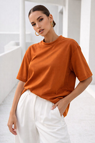 Rich Women's Orange Premium Modal Fabric Oversize T-Shirt