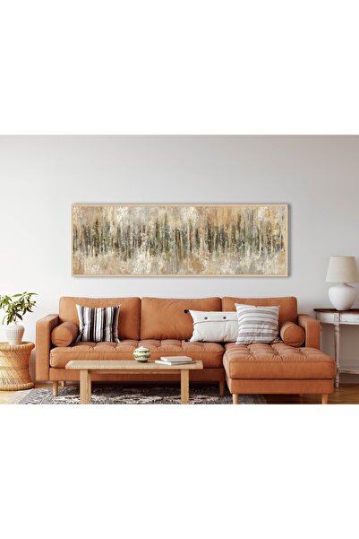 woodhomeworks Tek Parça Gerçek Ahşap Yatay Panorama Çerçeveli Tablo dallar