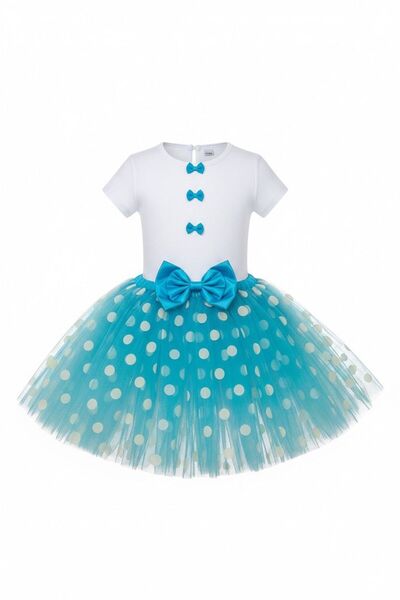 Bonnie Clyde Момичешки костюм с пола с точки в синьо за специални поводи - Си...