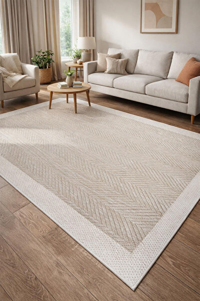 Beyhome Kolay Temizlenebilen Kaymaz Taban Bordürlü Sisal Halı