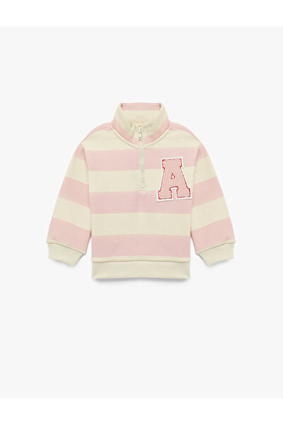 Koton Бродирана, детайлна, с поло яка, дълъг ръкав, поло с поло яка и поло цип