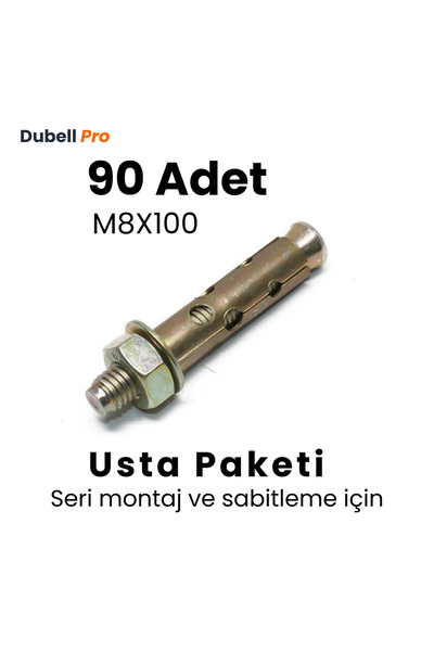 Dubell Pro Gömlekli Çelik Dübel M8x100 (90 Adet) - Usta Paketi