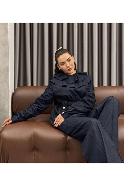 RESSHO طقم حجاب نسائي أنيق من الدنيم بحزامين